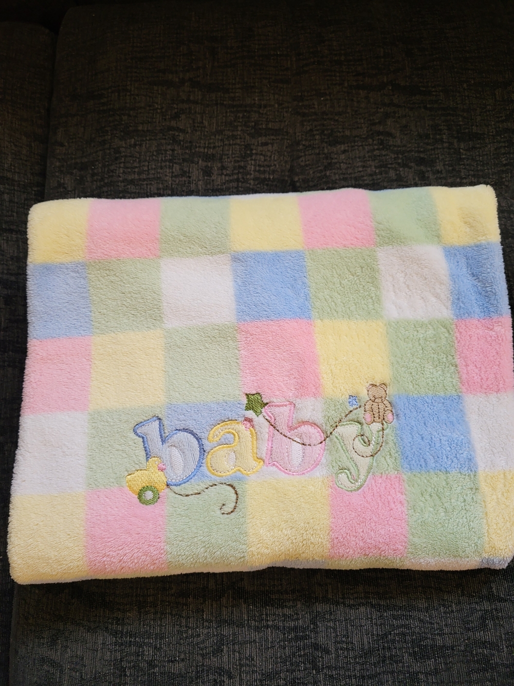 PARENTS CHOICE Pastel Square Blocks Checks Baby Crib Duck Bear BLANKET